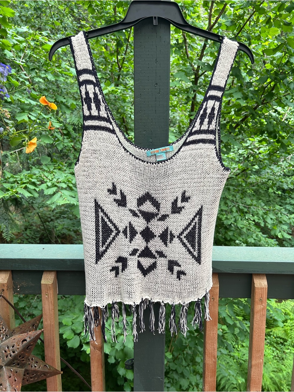 Flying Tomato Black & Cream Aztec-Inspired Knit Tank